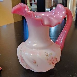 Fenton Roses on Rosalene Wavecrest pitcher
